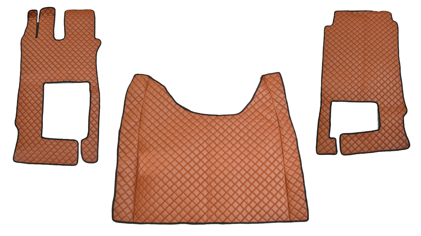 Tapis de sol marron en cuir synthétique (éco-cuir) – adapté pour Mercedes Actros F 2021+, position basse