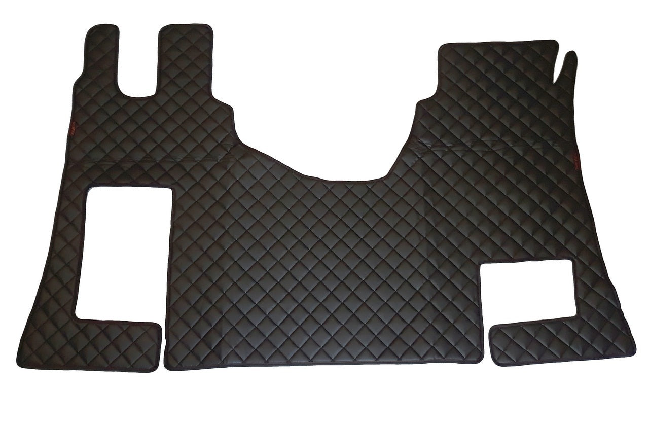 Tapis de sol noirs en cuir synthétique (éco-cuir) – adaptés pour Mercedes Actros MP4
