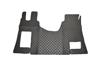 Tapis de sol noirs en cuir synthétique (éco-cuir) – adapté pour Mercedes Actros MP4, boîte manuelle, position basse