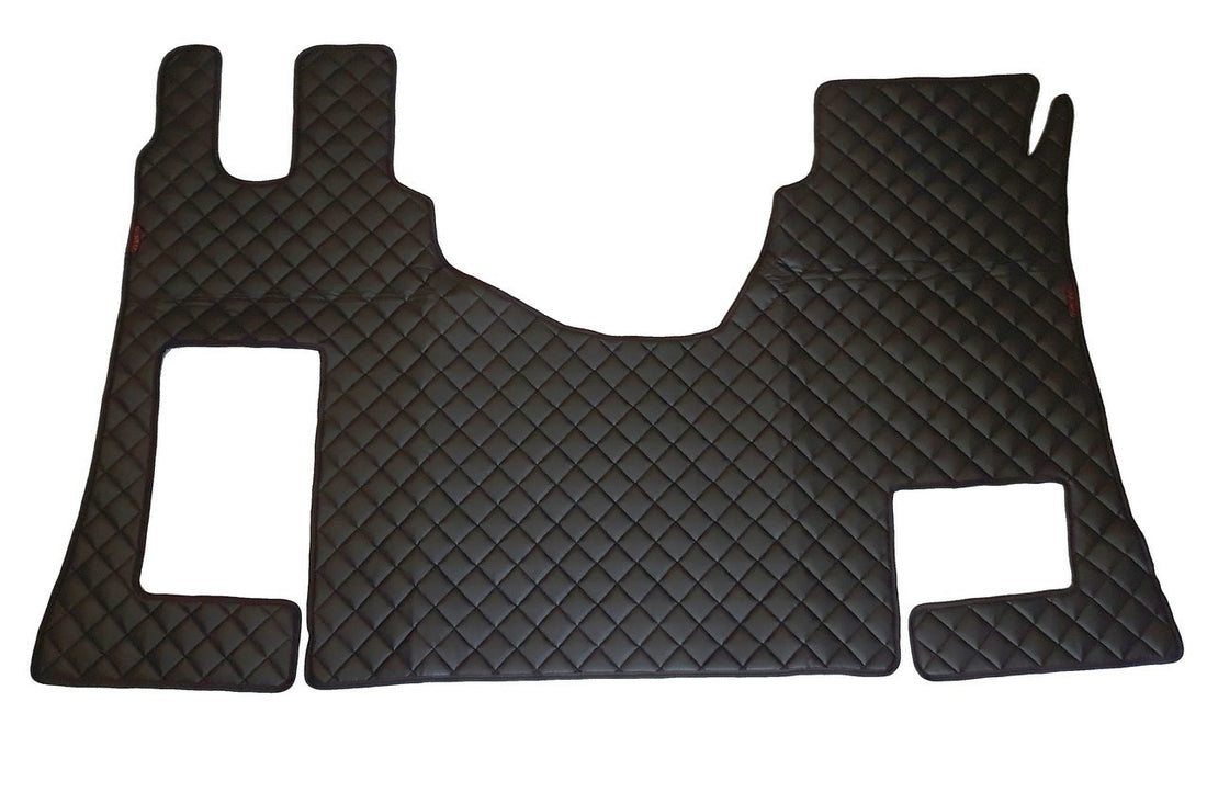 Schwarze Fußmatten aus Kunstleder (Eco-Leder) – geeignet für Mercedes Actros MP4 2011–2019, rutschhemmend