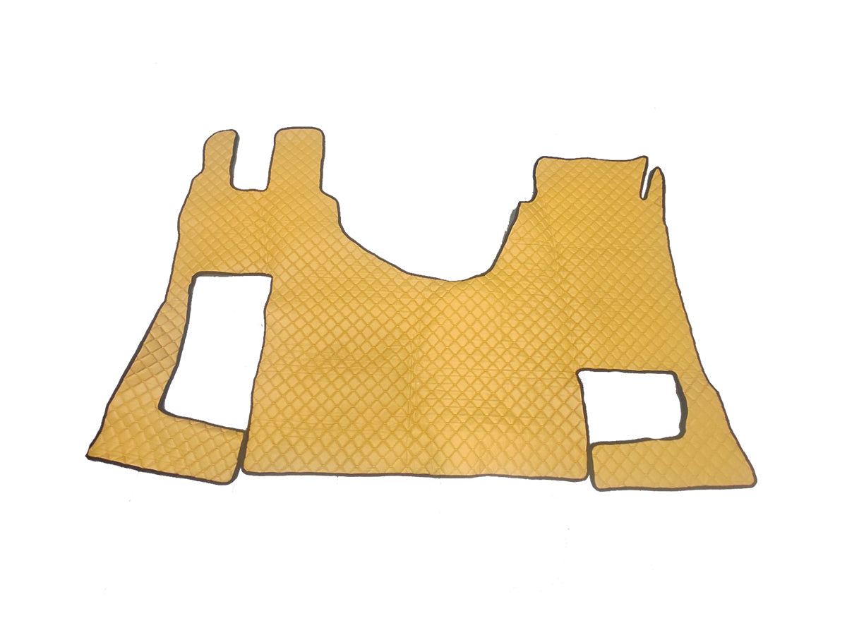 Tapis de sol en cuir synthétique (éco-cuir) jaune foncé – adapté pour Mercedes Actros MP4