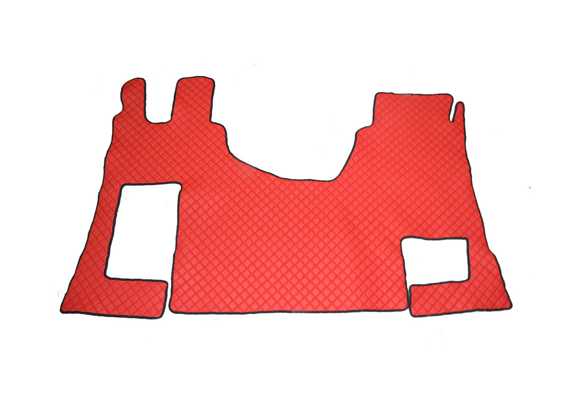 Tapis de sol en cuir synthétique (éco-cuir) rouge – adapté pour Mercedes Actros MP4, boîte manuelle