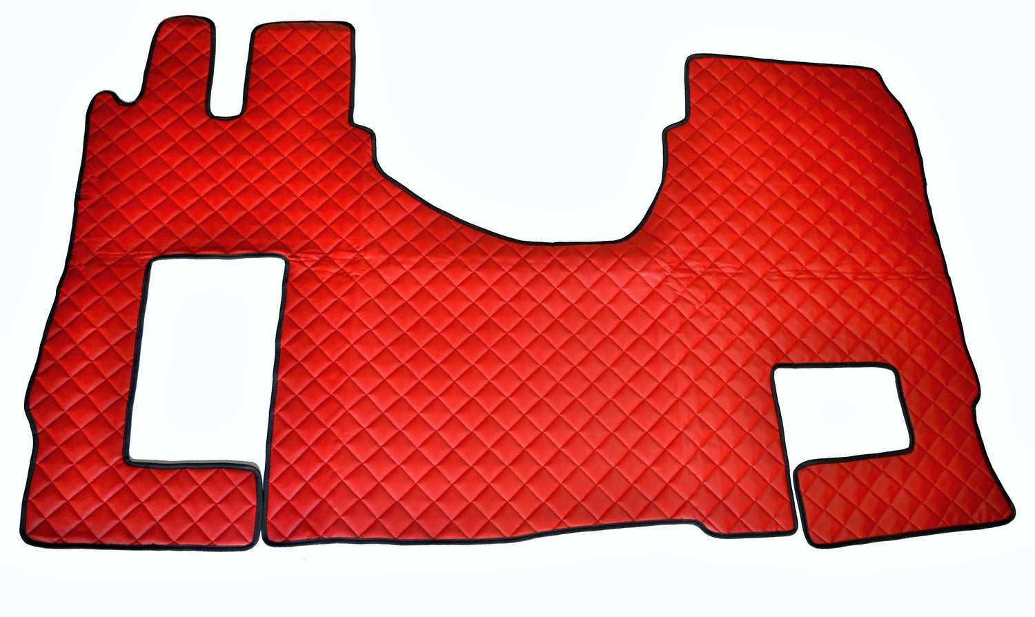 Tapis de sol en cuir synthétique (éco-cuir) rouge – adaptés pour Mercedes Actros MP4 2011–2019, antidérapants