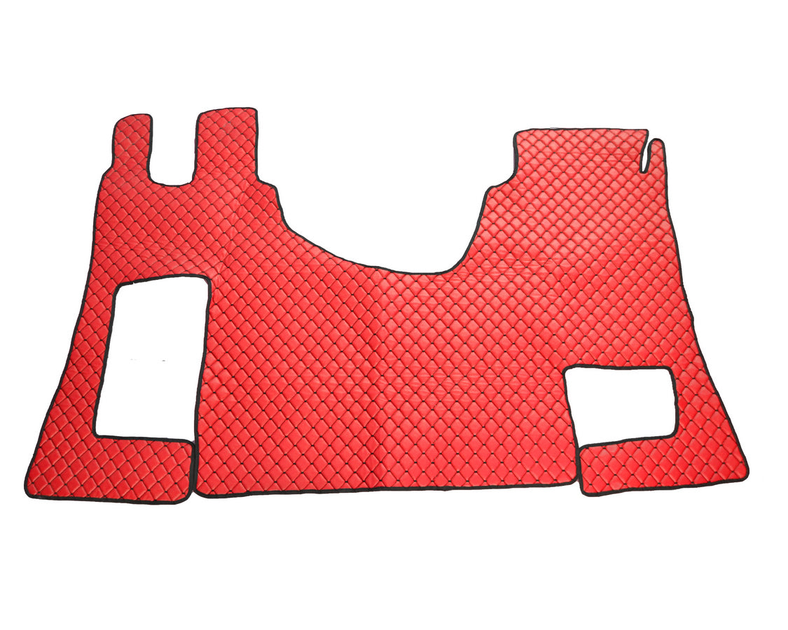 Tapis de sol en cuir synthétique (éco-cuir) rouge – adaptés pour Mercedes Actros MP4 2011–2019, antidérapants