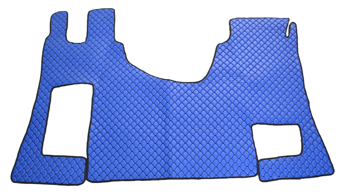 Tapis de sol en cuir synthétique (éco-cuir) bleu – adapté pour Mercedes Actros MP4