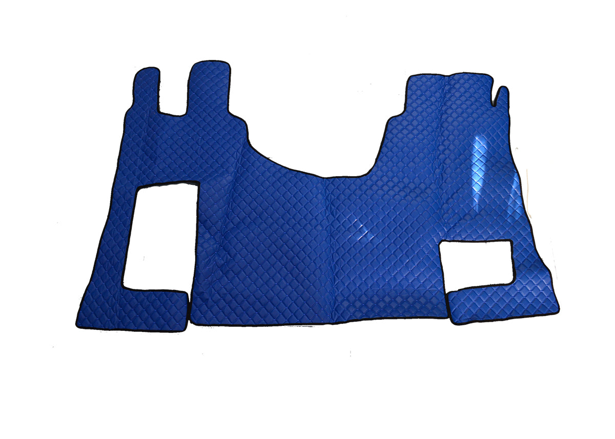 Tapis de sol en cuir synthétique (éco-cuir) bleu – adapté pour Mercedes Actros MP4, boîte manuelle