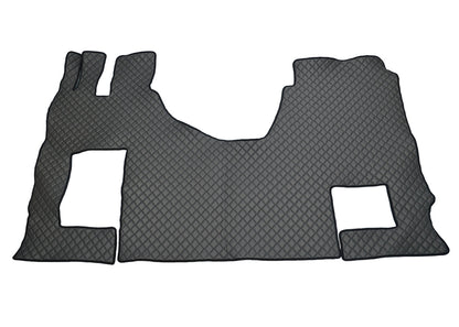 Tapis de sol en cuir synthétique (éco-cuir) gris foncé – adapté pour Mercedes Actros Giga Space MP4/MP5 avec siège rabattable