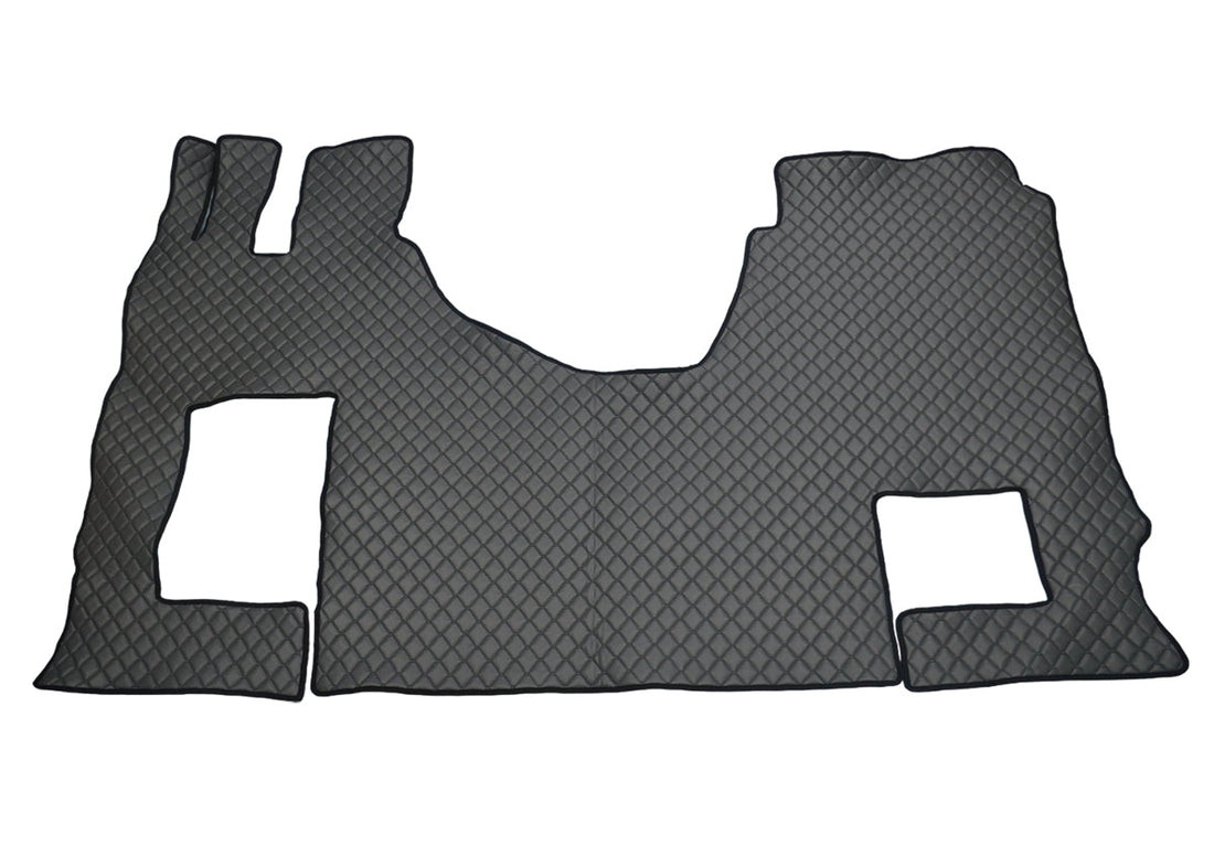 Tapis de sol en cuir synthétique (éco-cuir) gris – adapté pour Mercedes Actros GigaSpace MP4/MP5 avec siège passager rabattable