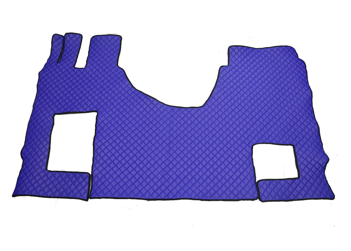 Tapis de sol bleu en cuir synthétique (éco-cuir) – adapté pour Mercedes Actros Giga Space MP4/MP5 avec siège rabattable