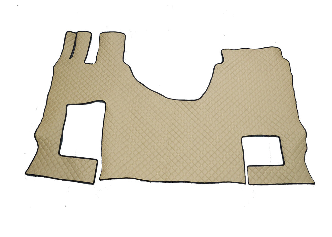 Tapis de sol beige en cuir synthétique (éco-cuir) – adapté pour Mercedes Actros Giga Space MP4/MP5 avec siège rabattable