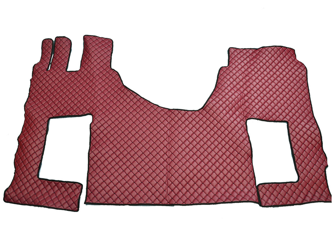Tapis de sol en cuir synthétique (éco-cuir) bordeaux – adapté pour Mercedes Actros MP4/MP5 Giga Space avec siège passager fixe