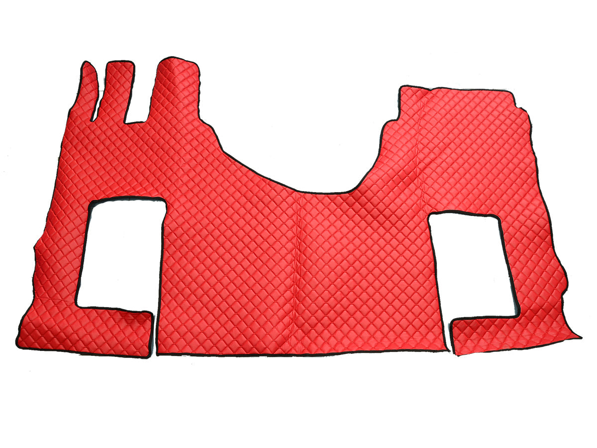 Tapis de sol rouge en cuir synthétique (éco-cuir) – adapté pour Mercedes Actros Giga Space MP4/MP5, siège rabattable