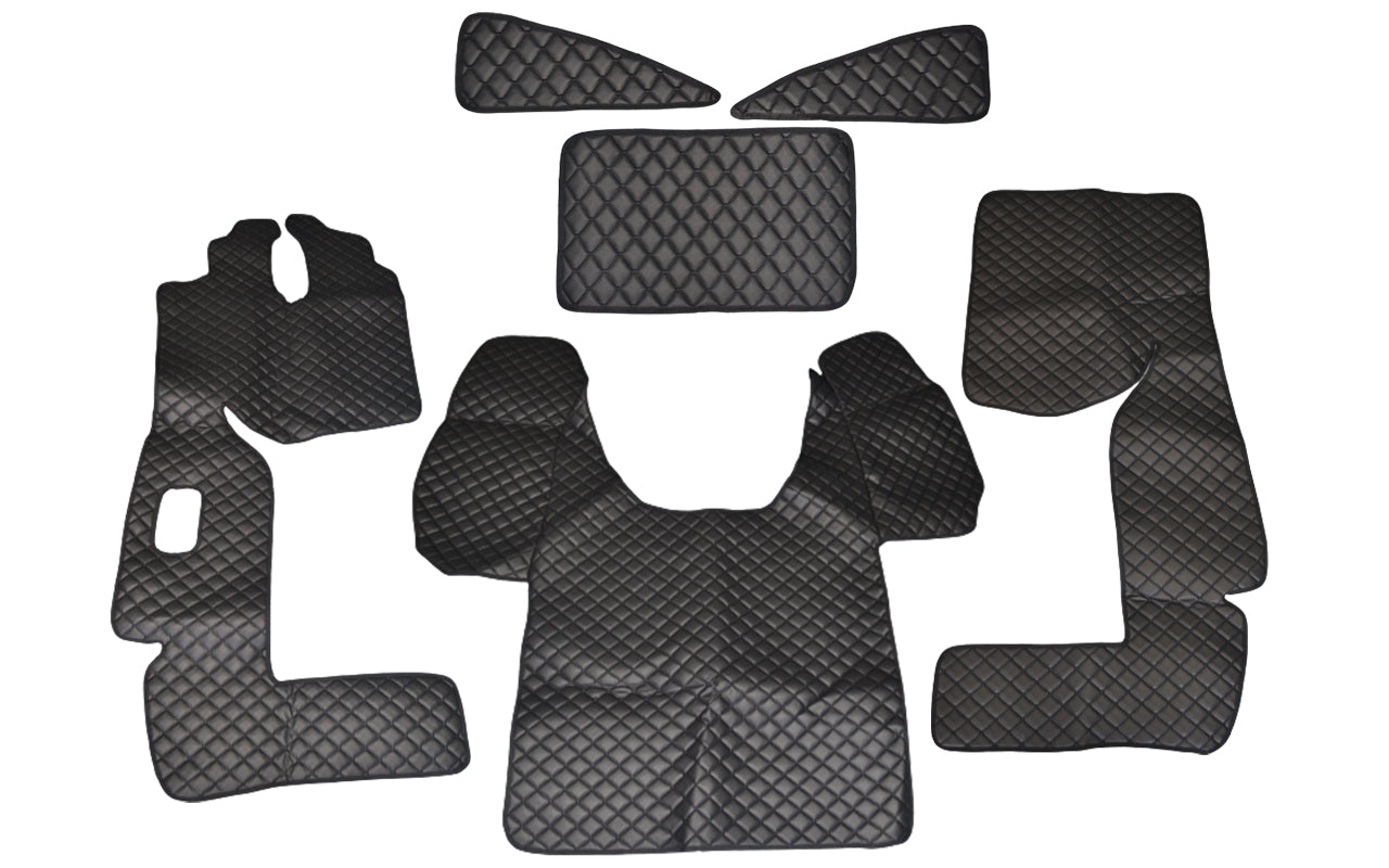 Tapis de sol en cuir synthétique (éco-cuir) noir – adapté pour Mercedes Axor 2005–2012 et Atego 2010–2012, boîte automatique