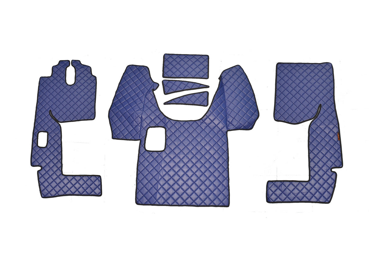 Tapis de sol bleu en cuir synthétique (éco-cuir) – Boîte manuelle, adapté pour Mercedes Axor/Atego 2005–2012