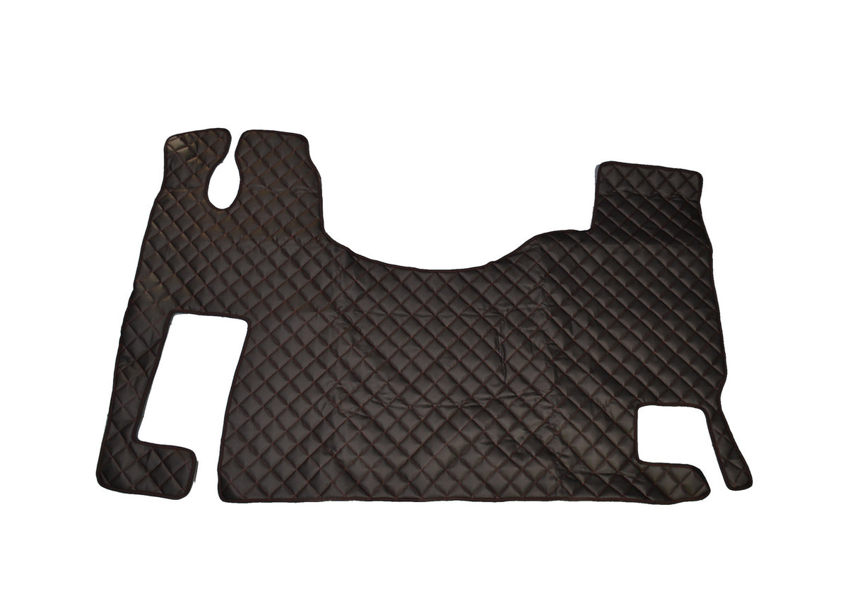 Tapis de sol en cuir synthétique (éco-cuir) noir – adaptés pour Mercedes Actros MP2/MP3, surpiqûres rouges, boîte manuelle