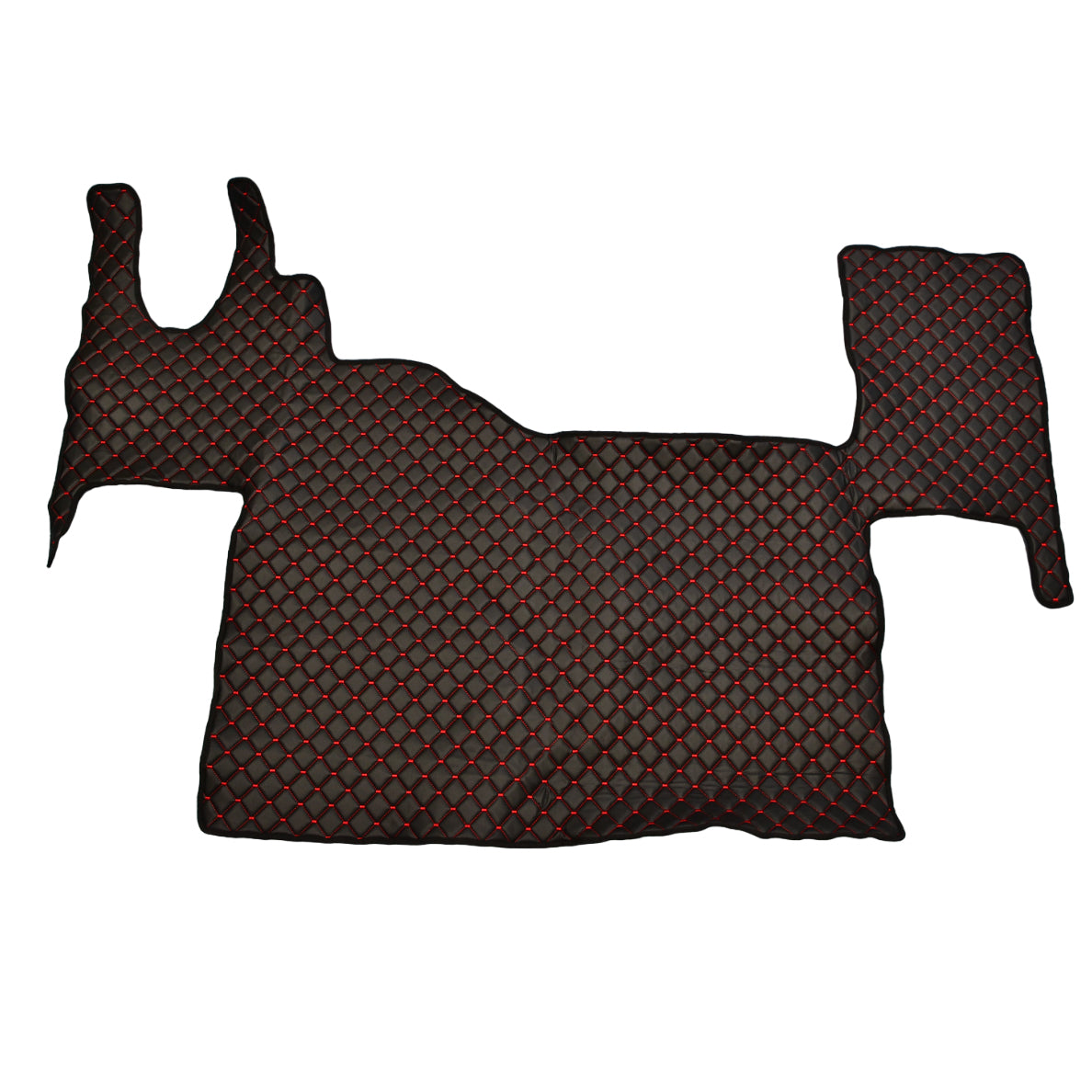 Tapis de sol en cuir synthétique (éco-cuir) noir – surpiqûres rouges, adapté pour Renault T Planche 2021+