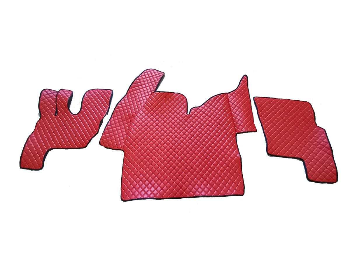 Tapis de sol en cuir synthétique (éco-cuir) rouge – adapté pour Renault T Tunnel 2021+
