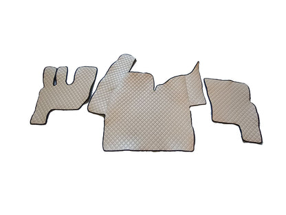 Tapis de sol de tunnel en cuir synthétique beige adapté pour Renault T 2021+