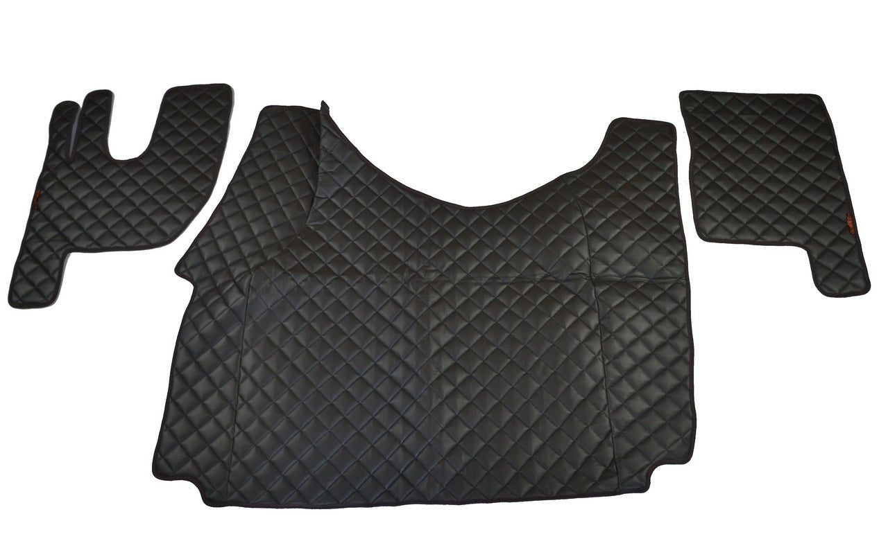 Tapis de sol de tunnel en cuir synthétique (éco-cuir) noir – adapté pour Renault Gama T