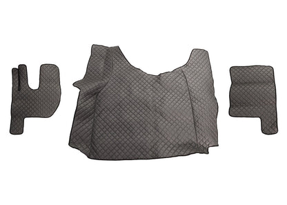 Tapis de sol en cuir synthétique (éco-cuir) gris foncé – adapté pour tunnel Renault Gama T