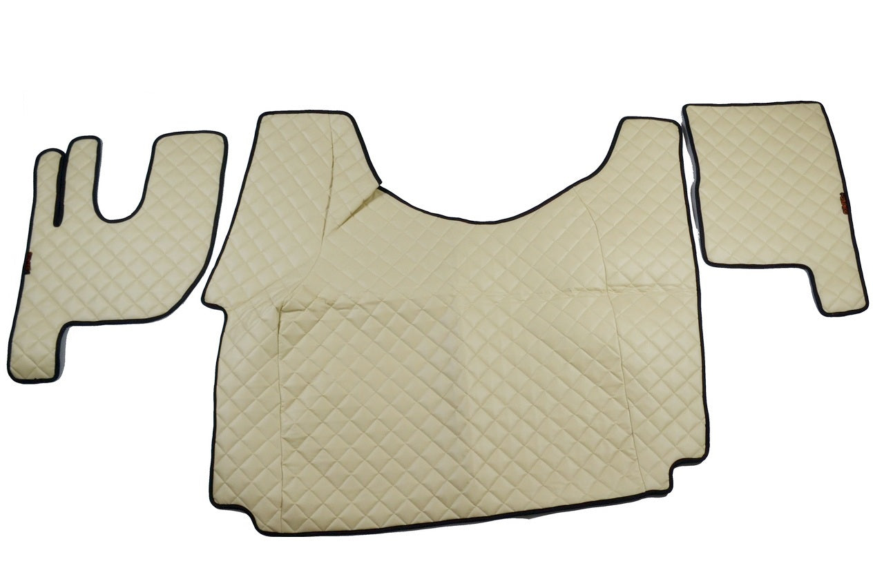 Tapis de sol de tunnel en cuir synthétique (éco-cuir) beige, adapté pour Renault Gama T