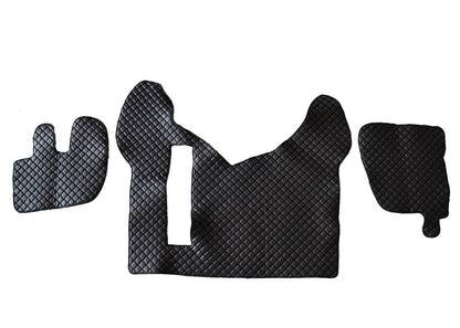 Tapis de sol en cuir synthétique (éco-cuir) noir – adapté pour Renault Premium, boîte automatique