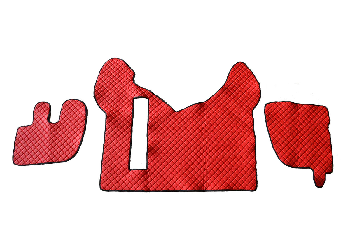 Tapis de sol rouge en cuir synthétique (éco-cuir) – adapté pour Renault Premium boîte automatique, position basse