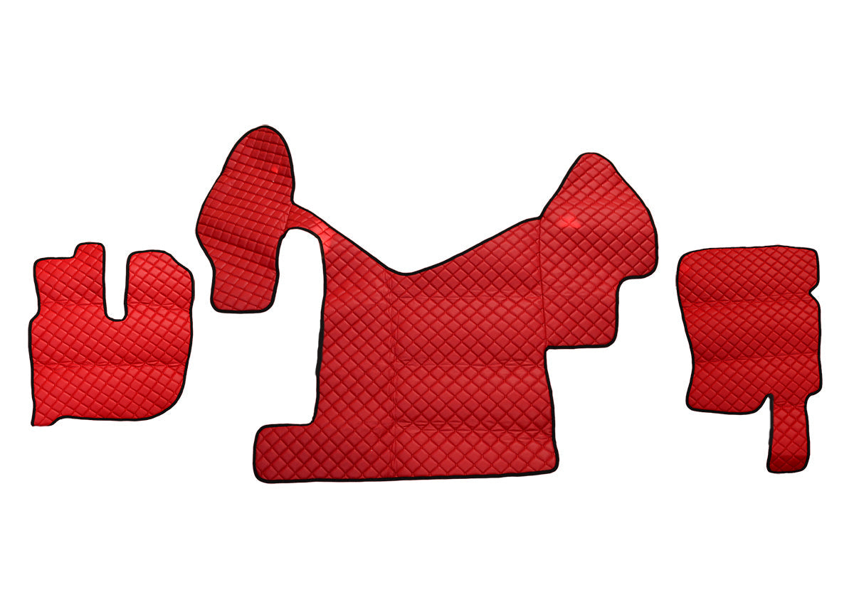 Jeu de tapis de sol rouge en cuir synthétique (éco-cuir) – boîte manuelle, adapté pour Renault Premium