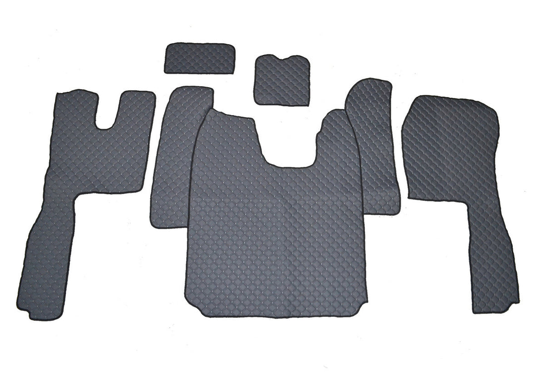 Tapis de sol gris en cuir – adapté pour Scania R 2002–2008, 2 sièges à suspension pneumatique, boîte automatique
