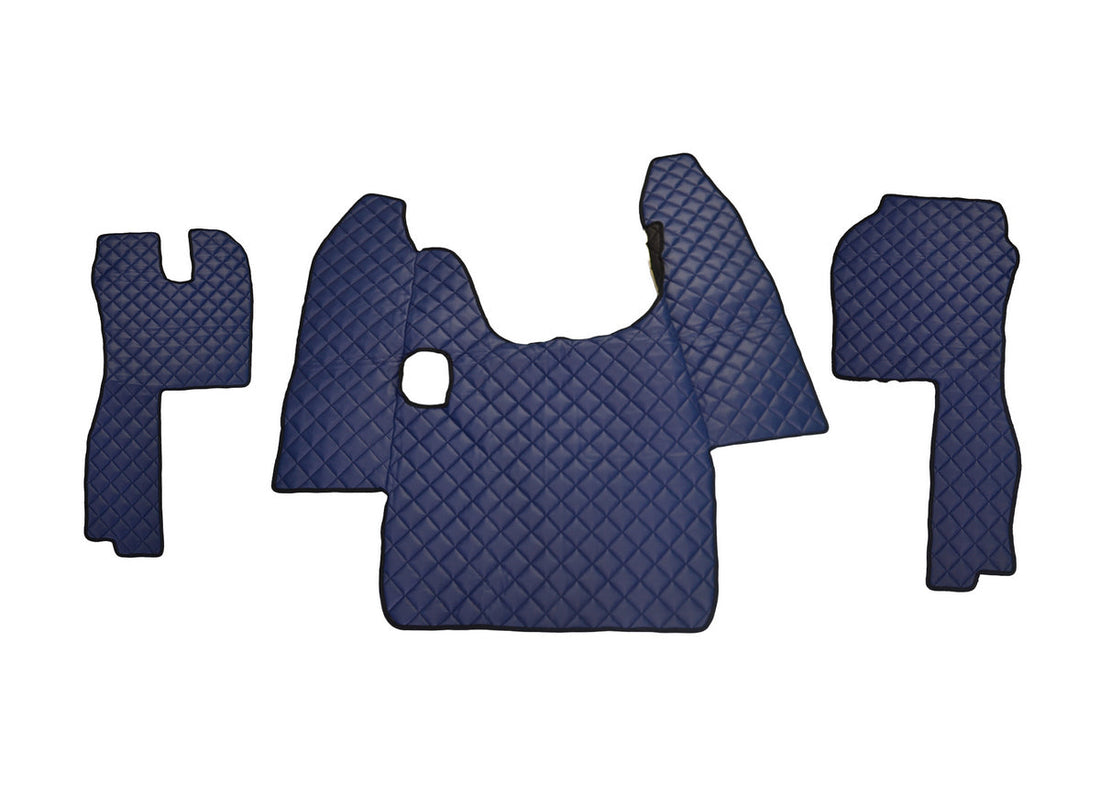 Сини подови стелки от изкуствена кожа (еко кожа) – подходящ за Scania R с ръчна скоростна кутия, 2004–2009 г.