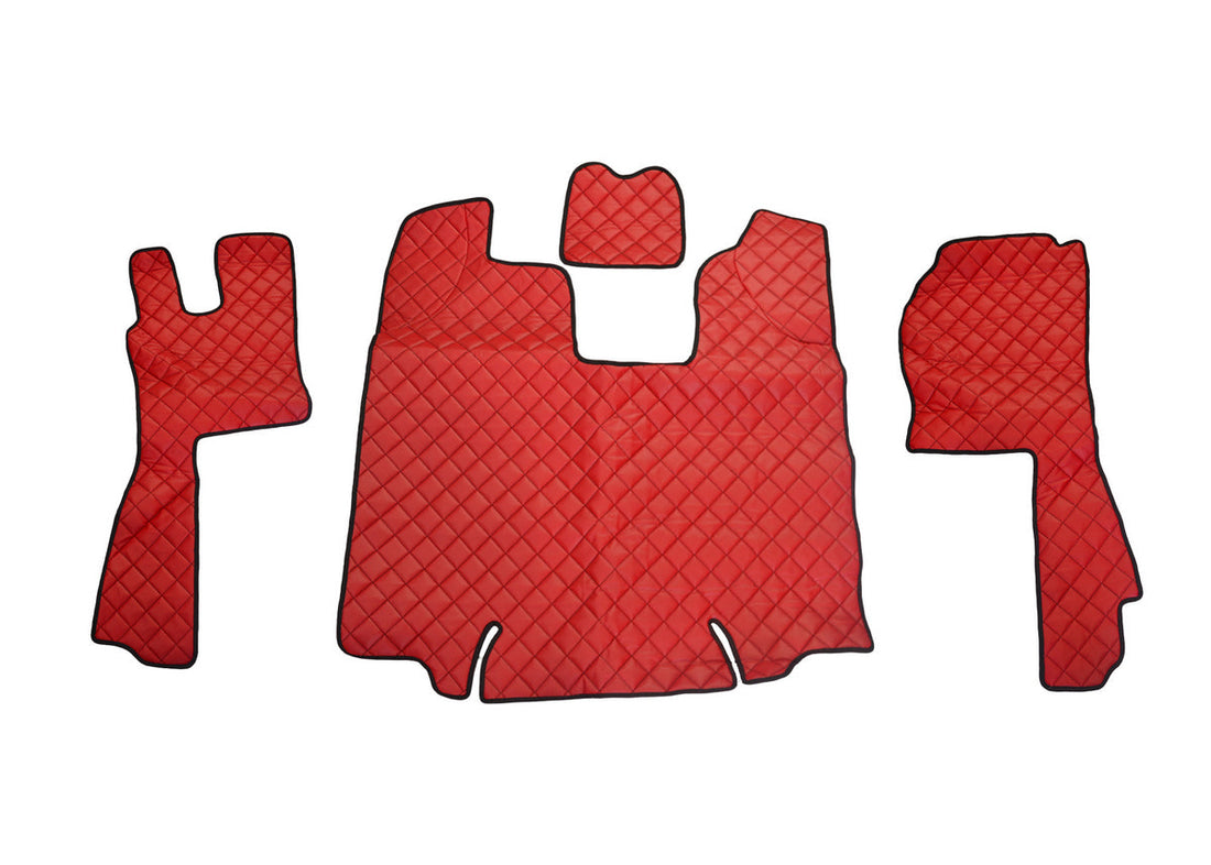Tapis de sol en cuir synthétique (éco-cuir) rouge – adapté pour Scania R 2009–2013