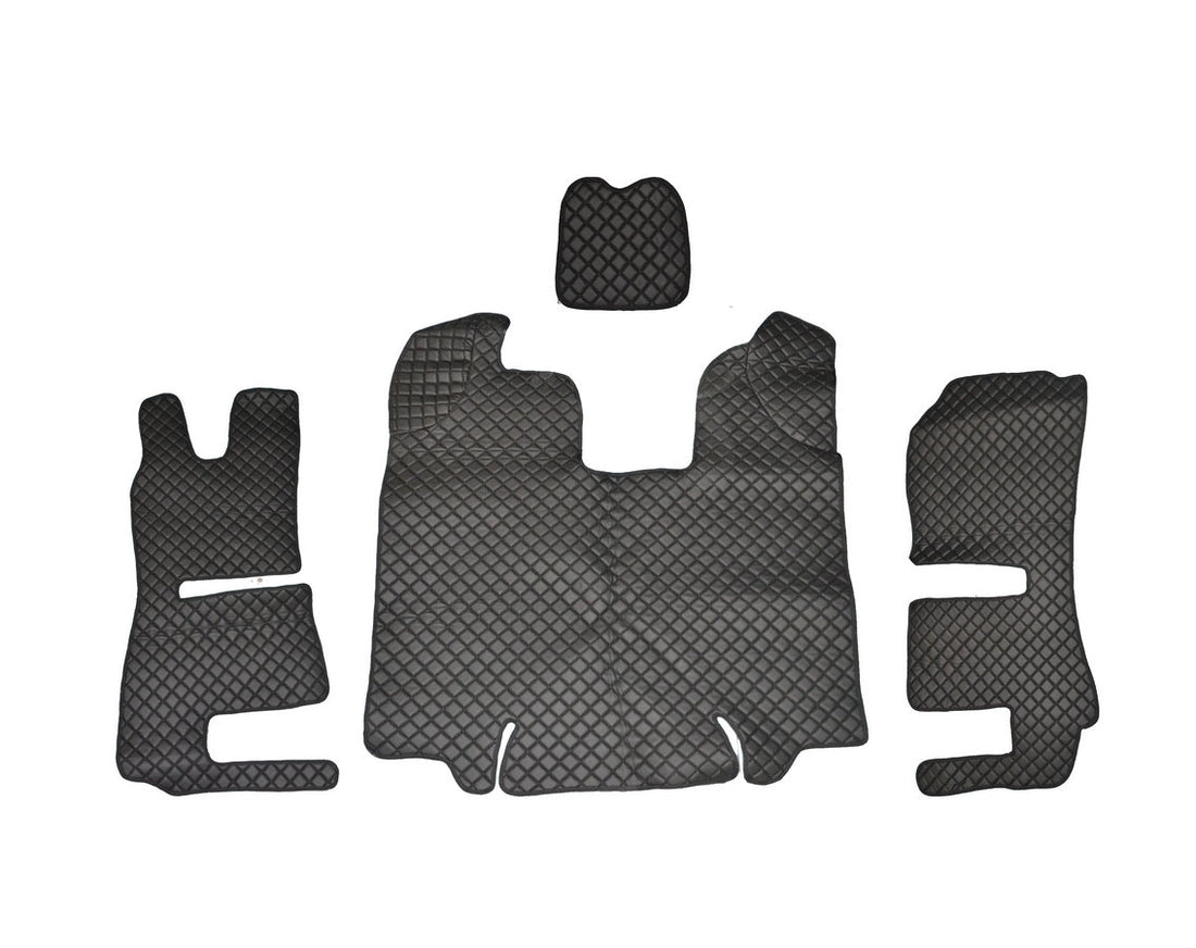 Черни подови стелки от изкуствена кожа (еко кожа) – подходящ за Scania R, въздушно окачени седалки, 2013–2016