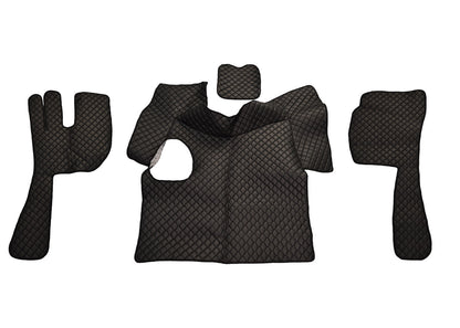 Schwarze Fußmatten aus Kunstleder (Eco-Leder) – geeignet für Scania R Schaltgetriebe 2013–2016