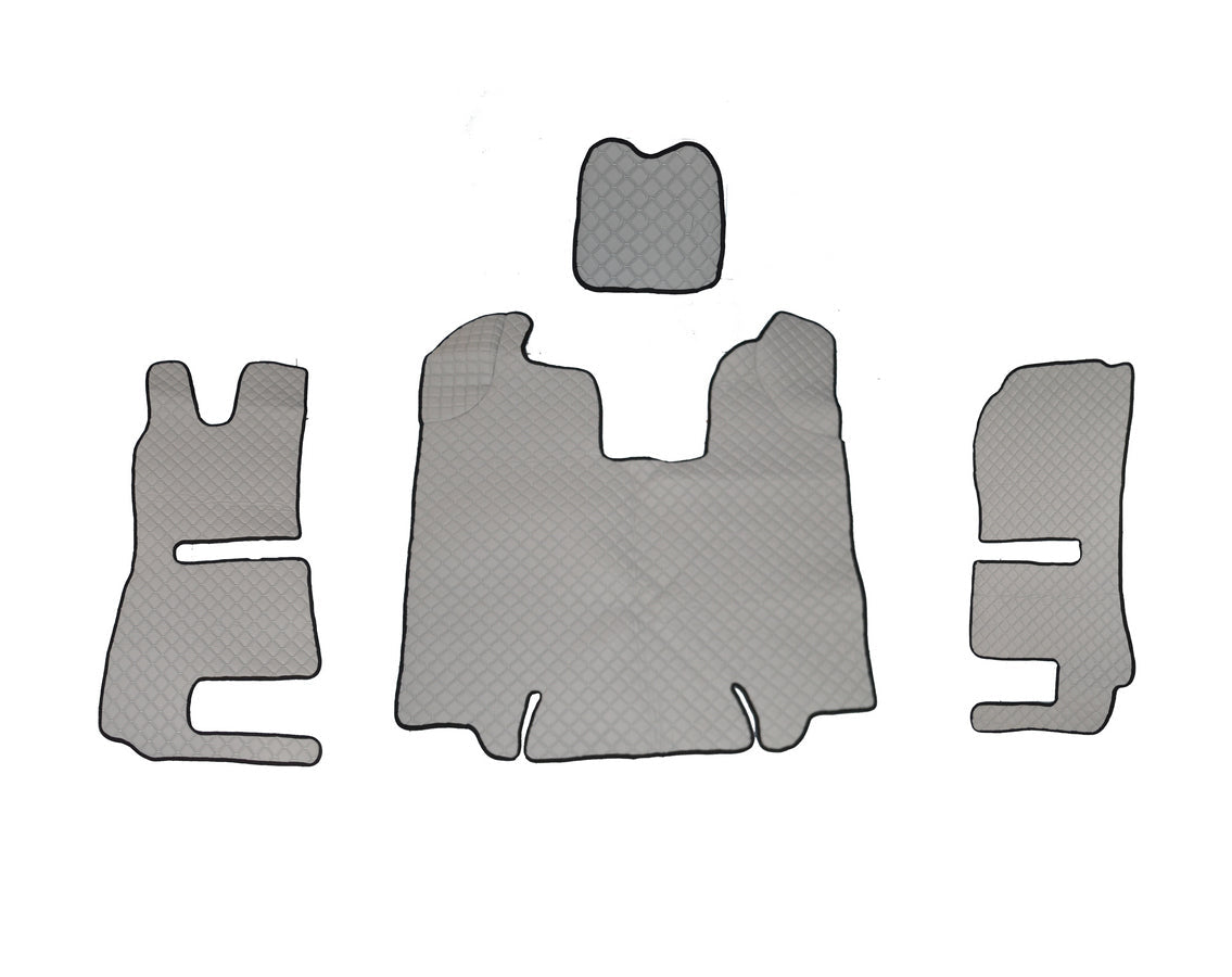 Tapis de sol en cuir synthétique (éco-cuir) gris – adapté pour Scania R 2013–2016, deux sièges sur suspension pneumatique