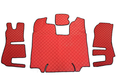Tapis de sol rouge en cuir synthétique (éco-cuir) – adapté pour Scania R 2013–2016