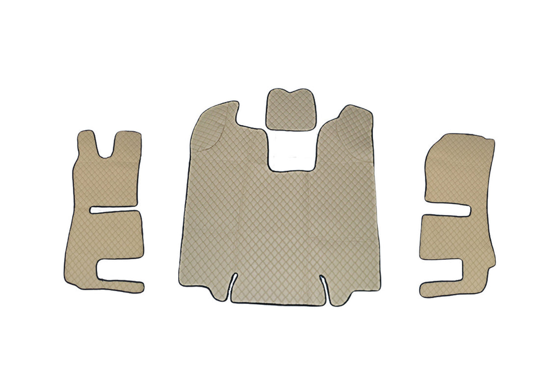 Бежови подови стелки от изкуствена кожа (еко кожа) – подходящи за Scania R 2013–2016, с две въздушни седалки
