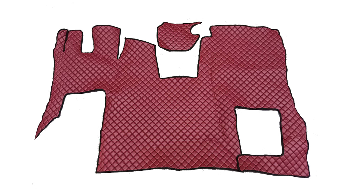 Tapis de sol en cuir synthétique (éco-cuir) bordeaux – adaptés pour Scania S 2020+ avec siège passager rabattable