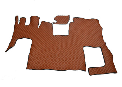 Tapis de sol en cuir synthétique (éco-cuir) marron – adapté pour Scania S 2020+, siège passager rabattable
