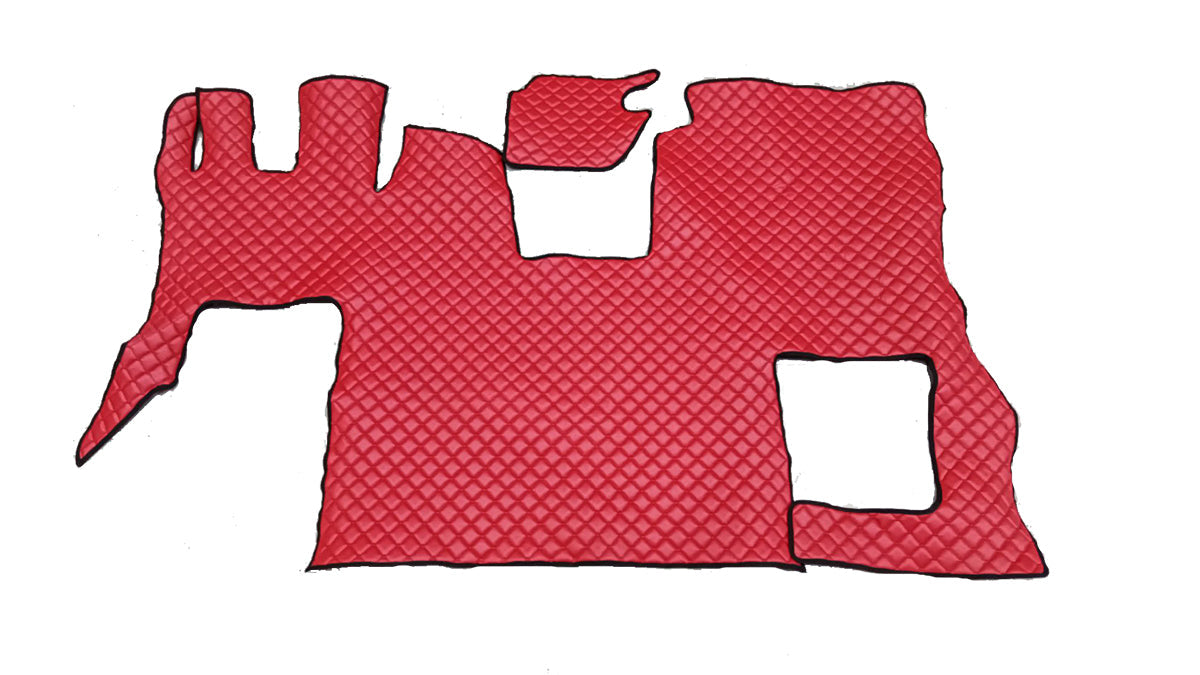 Tapis de sol en cuir synthétique (éco-cuir) rouge – adapté pour Scania S 2020+ avec siège passager rabattable