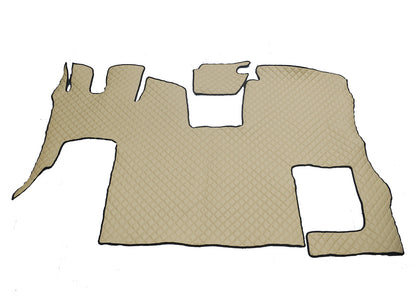 Tapis de sol droit beige en cuir synthétique (éco-cuir) – adapté pour Scania S 2020+, siège passager rabattable