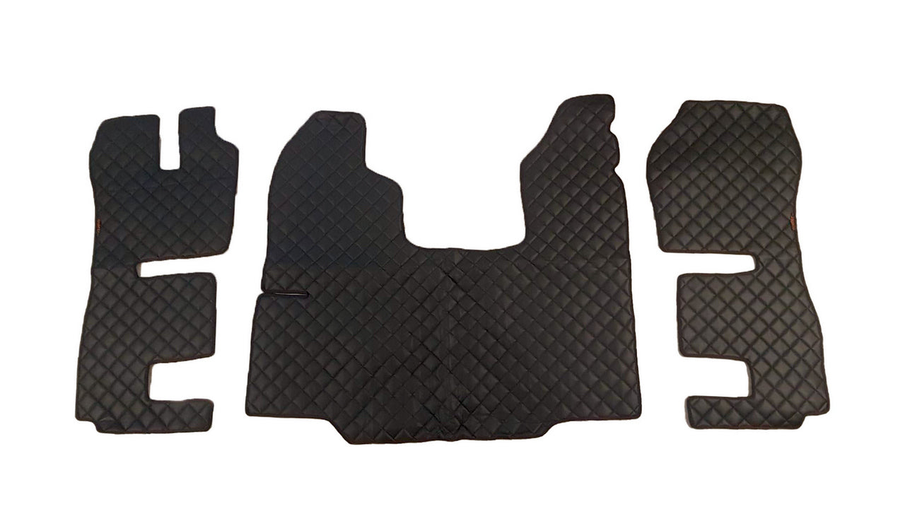 Tapis de sol noir en cuir synthétique (éco-cuir) – adapté pour Scania G400, 2005+