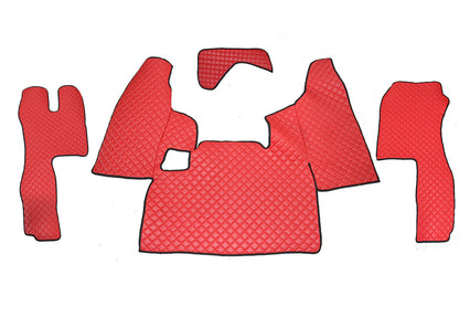 Tapis de sol rouges en cuir synthétique (éco-cuir) – adapté pour Scania L