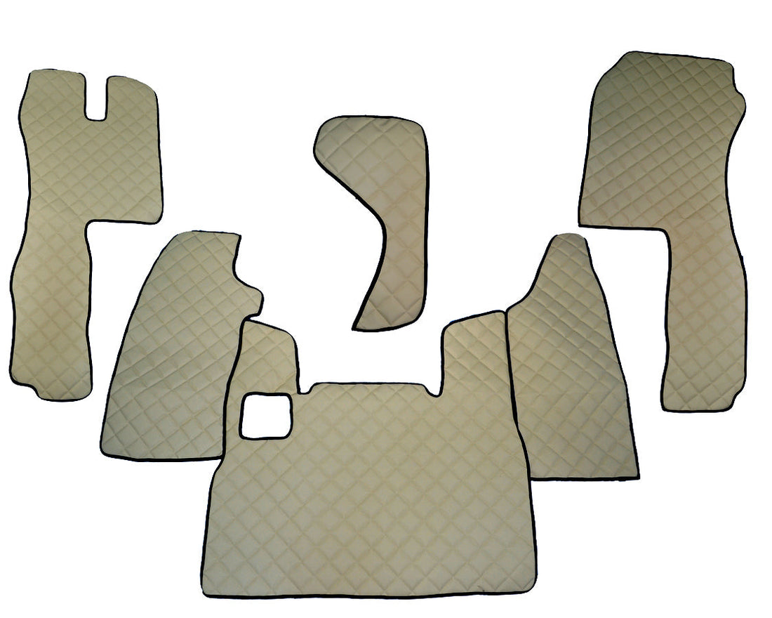 Tapis de sol beige en cuir synthétique (éco-cuir) – adapté pour Scania L, boîte automatique