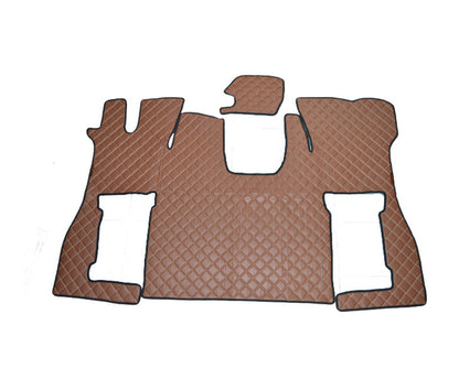 Braune Fußmatten aus Kunstleder (Eco-Leder) – geeignet für Scania S 2016+, braune Ziernähte