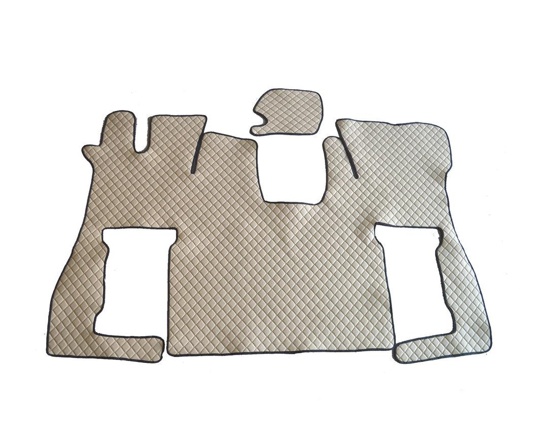 Tapis de sol en cuir synthétique (éco-cuir) beige – adapté pour Scania S 2016+, surpiqûres beiges