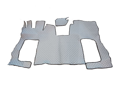 Tapis de sol en cuir synthétique gris – adapté pour Scania S 2020+, cuir noir, surpiqûres jaunes