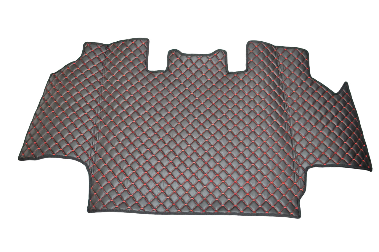 Tapis de sol en cuir noir – adapté pour Case Magnum 2007–2017, surpiqûres rouges