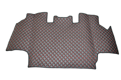 Tapis de sol en cuir noir – adapté pour Case Magnum 2007–2017, surpiqûres rouges