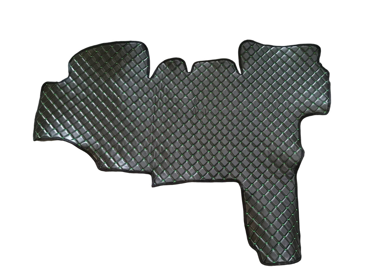 Tapis de sol en cuir noir – surpiqûres vertes, antidérapant, adapté pour tracteur John Deere série 8