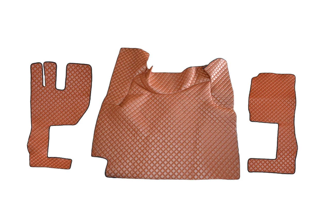 Tapis de sol en cuir synthétique (éco-cuir) marron – adapté pour Volvo FH 2009–2013